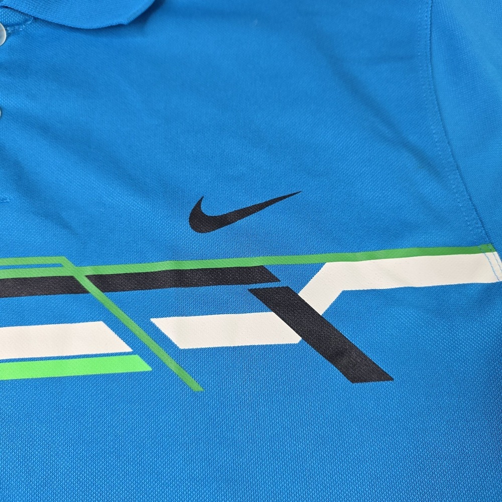Nike Golf Mens Medium Dri-Fit Polo Shirt Blue Graphic Tour Performance Polyester - Picture 4 of 10